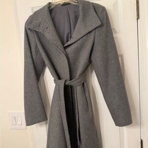 Uniqlo Gray Women's long tie belt coat